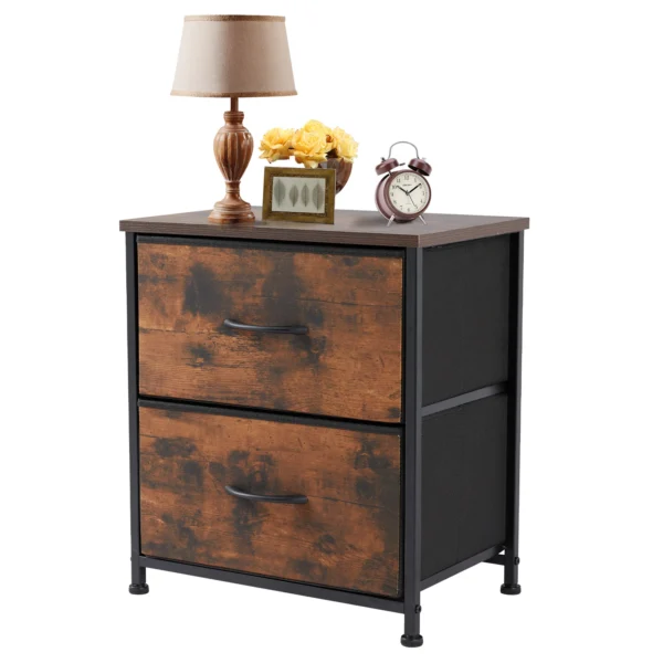 Mesita de noche, sofá de café, mesa de té, armario de almacenamiento, pecho, exhibición de ropa para dormitorio, 2 cajones de tela, mueble - Imagen 8