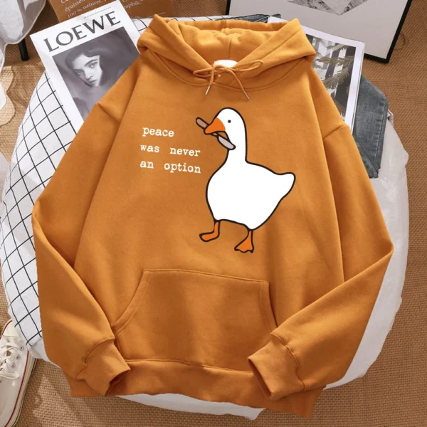 Sudadera estampada hombres calle de gran tamaño otoño con capucha Hipster sudaderas con capucha suaves Hip Hop ropa deportiva cálida La paz nunca fue una opción - Imagen 3