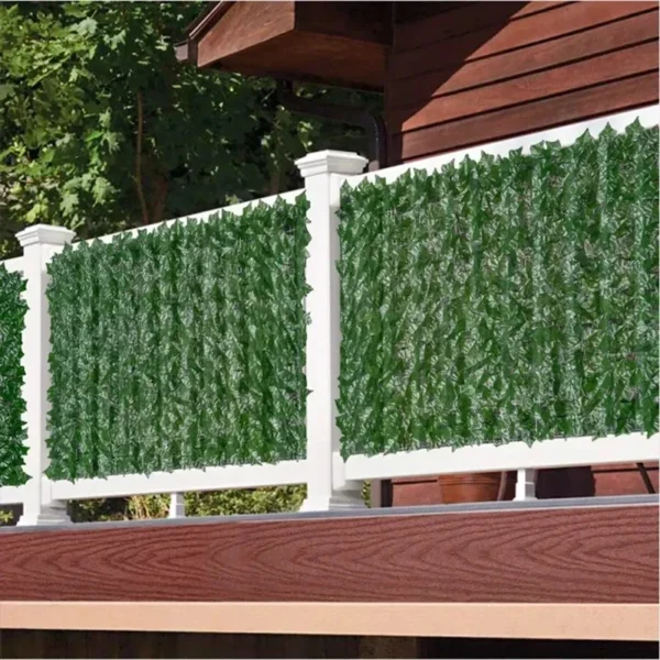 Paneles de valla de hojas verdes, seto de hiedra Artificial, pantalla de valla de privacidad falsa para decoración de hogar, jardín al aire libre, balcón, 1x3m - Imagen 4