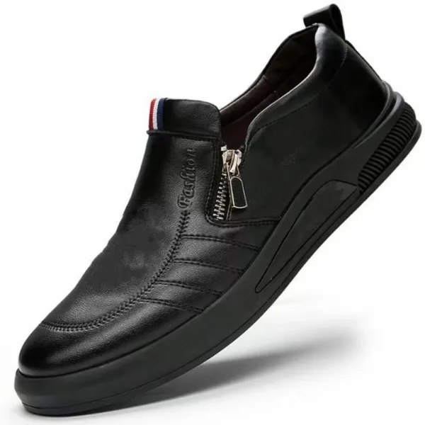 Zapatos informales de cuero PU para hombre, mocasines de marca de tendencia, zapatillas planas con cremallera para verano, mocasines cómodos de negocios, Tenis Masculino - Imagen 6