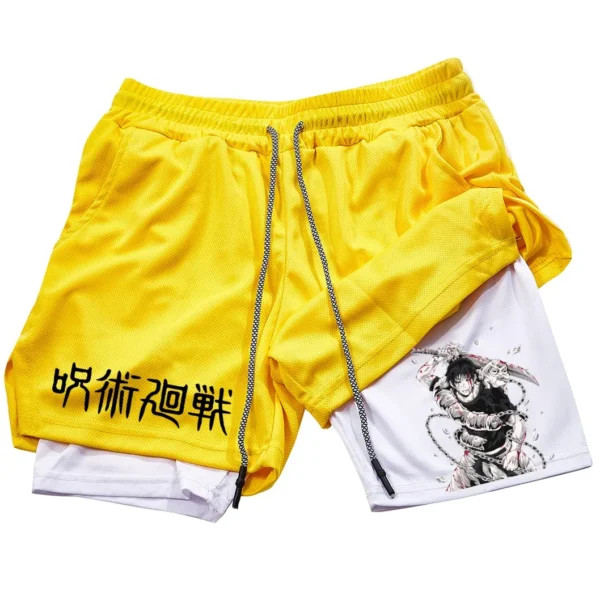 Pantalones cortos deportivos con estampado de Toji para hombre, Shorts deportivos informales de entrenamiento, malla para correr, 2 en 1 - Imagen 24