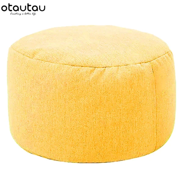 Silla tipo puf de lino con relleno, PUF otomano, taburete redondo de Tatami, futón, muebles de salón relajantes - Imagen 17