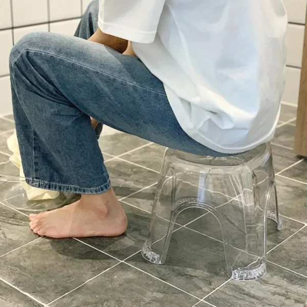 Taburete antideslizante de acrílico para ducha de baño, taburete bajo pequeño transparente para niños, hogar, sala de estar, baño, muebles modernos simples - Imagen 4