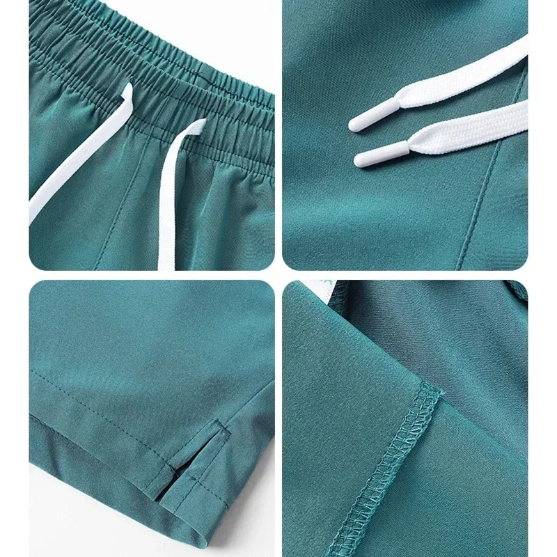 Pantalones de chándal ligeros de Fitness para hombre, pantalones cortos informales de verano con bolsillos, pantalones cortos básicos de Color sólido, pantalones cortos para correr en la playa para hombre - Imagen 6