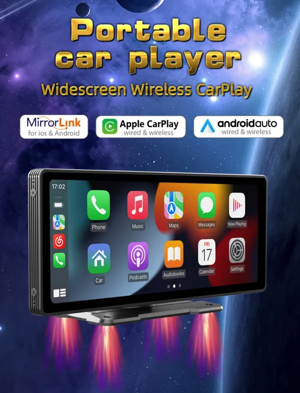 BQCC Universal Pantalla de 10,26 pulgadas Radio de coche Multimedia WIFI Reproductor de vídeo Pantalla Carplay inalámbrica para Apple o Android - Imagen 2