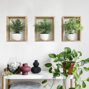 Pegatina de pared con diseño de plantas, pegatina de pared con patrón de maceta, decoración de pared de fondo y embellecimiento, accesorios para el hogar 3 uds