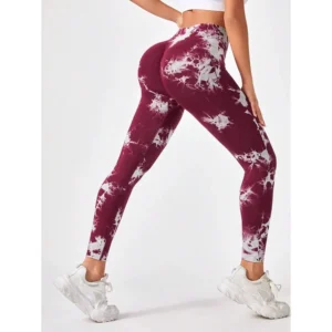 mallas de gimnasio de cintura alta, pantalones de Yoga, mallas sin costuras para mujer, cintura alta Paquete de 3 mallas sin costuras para entrenamiento Tie Dye para mujer,