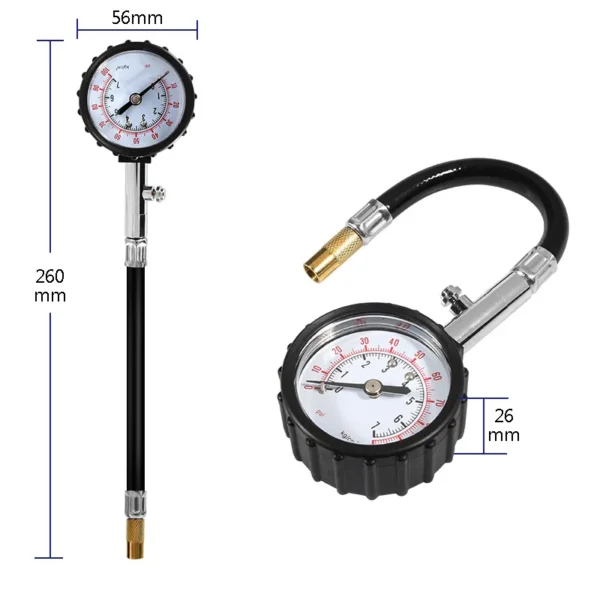 Medidor de presión de neumáticos de 0-100PSI, medidor de tubo largo, probador de aire de neumáticos de alta precisión para sistema de monitoreo de motocicletas y coches - Imagen 4