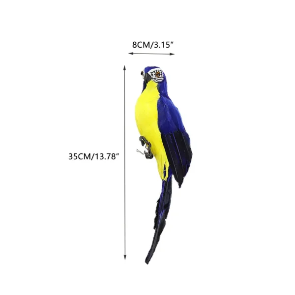 Pájaro loro hecho a mano, simulación de loro, pluma de espuma, modelo de pájaro, estatuilla, pájaros, loro, decoración de jardín 1 unidad de 35/25cm de plumas artificiales - Imagen 4