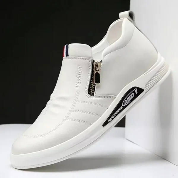 Zapatos informales de cuero PU para hombre, mocasines de marca de tendencia, zapatillas planas con cremallera para verano, mocasines cómodos de negocios, Tenis Masculino - Imagen 2