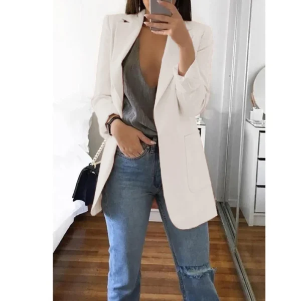 Traje informal de moda europea y americana, cárdigan ajustado con cuello tipo Polo, abrigo de mujer con temperamento, primavera y otoño 2024 - Imagen 3