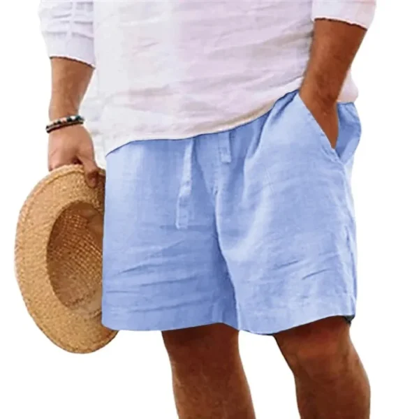 Pantalones cortos de lino para hombre, Shorts ligeros de algodón para gimnasio, playa, Fitness, deporte, transpirables, Verano - Imagen 8