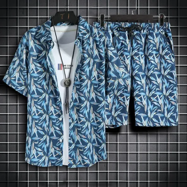 Ropa de playa para hombre, conjunto de 2 piezas, camisa hawaiana y pantalones cortos de secado rápido, ropa de moda para hombre, trajes informales estampados de verano - Imagen 8
