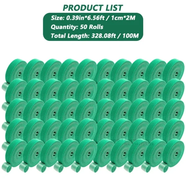 Cinta de jardín, brida para cables de nailon para plantas, flores, cultivo, escalada, soporte reutilizable para plantas, sujetador de gancho y bucle, accesorios de jardín - Imagen 16