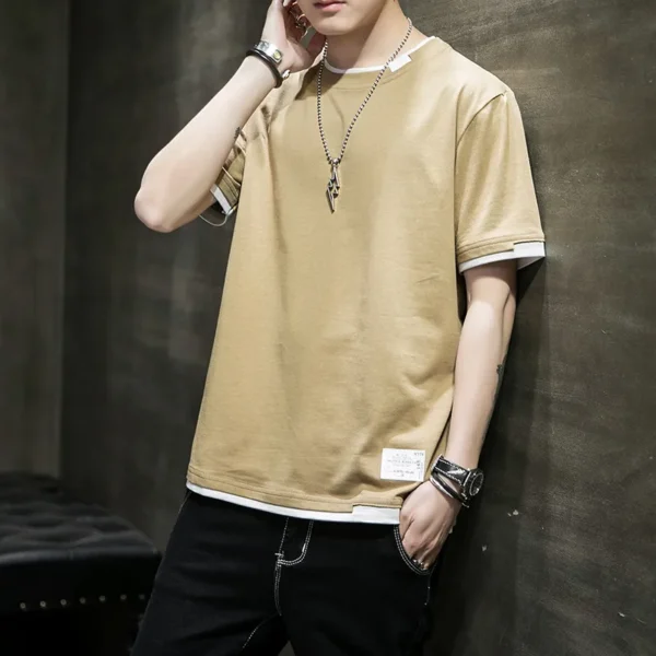 Camiseta informal para hombre, camiseta informal de algodón puro transpirable a la moda de manga corta de diseño de alta calidad para hombre - Imagen 7