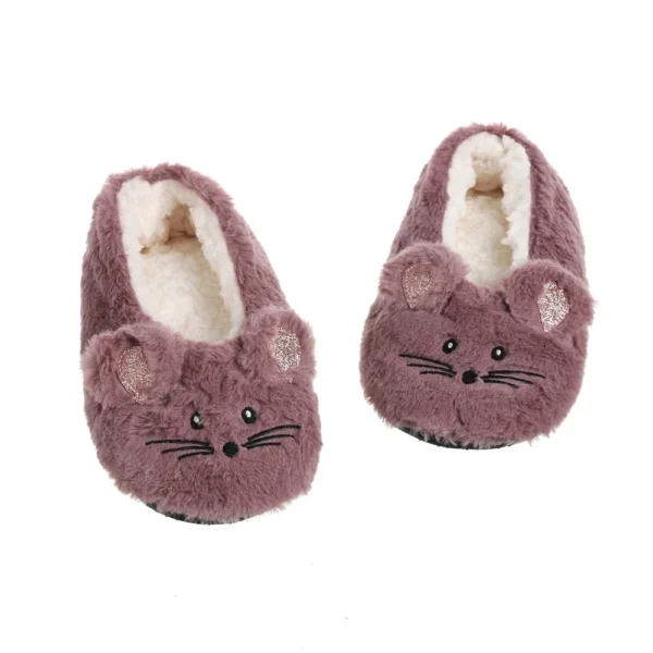 Zapatilla de casa para mujer, piel de invierno, felpa cálida, agarre antideslizante, interior, esponjoso, perezoso, orejas de ratón, zapatos peludos, lindo y divertido - Imagen 17