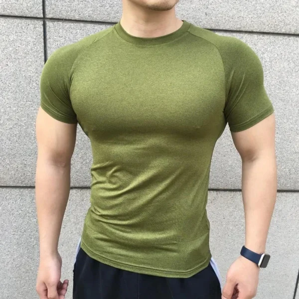 Camiseta deportiva de manga corta para hombre, camiseta de compresión para correr, deporte, gimnasio, entrenamiento, camisetas informales de alta calidad, novedad de 2024 - Imagen 5