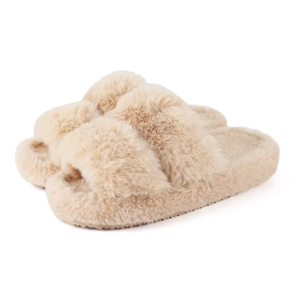 Zapatillas planas peludas para mujer, Zapatillas de casa cálidas de invierno, zapatillas cortas de felpa a la moda para mujer, zapatillas de dormitorio para mujer - Imagen 10