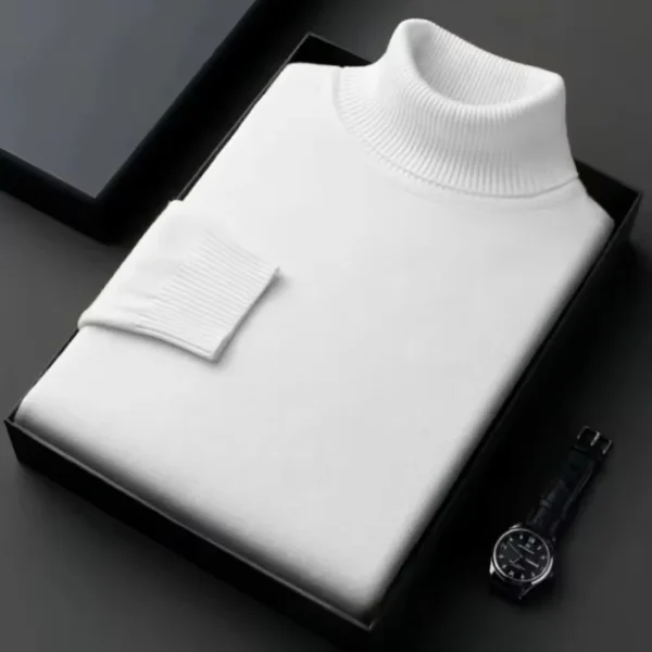 Suéter de cuello alto de punto de alta calidad para hombre, ropa de chándal antipelusas, jersey de manga larga ajustado, ropa de tendencia de Color sólido - Imagen 8