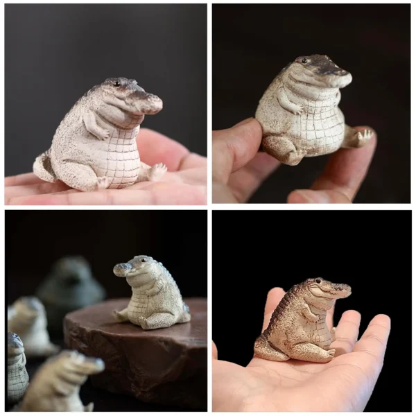 Adornos de estatua de cocodrilo para bebé, estatua de cocodrilo de bebé de animal para patio de jardín, miniadornos decorativos de resina para jardín - Imagen 5