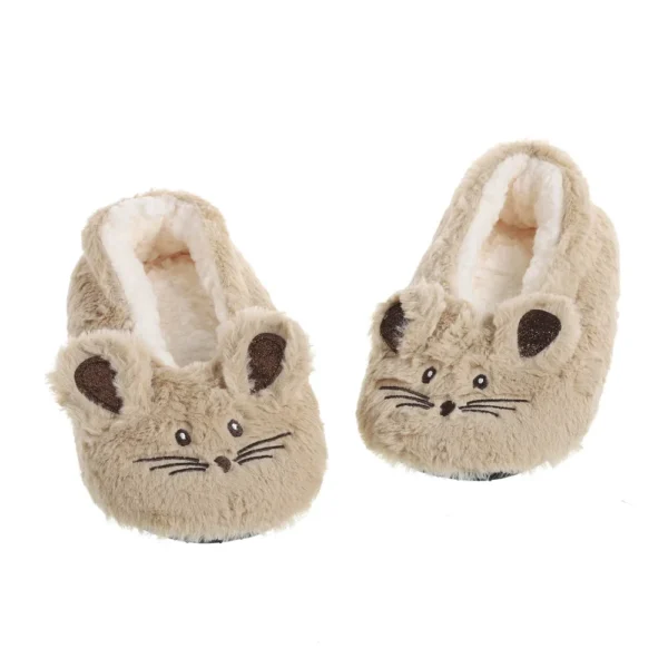 Zapatilla de casa para mujer, piel de invierno, felpa cálida, agarre antideslizante, interior, esponjoso, perezoso, orejas de ratón, zapatos peludos, lindo y divertido - Imagen 18