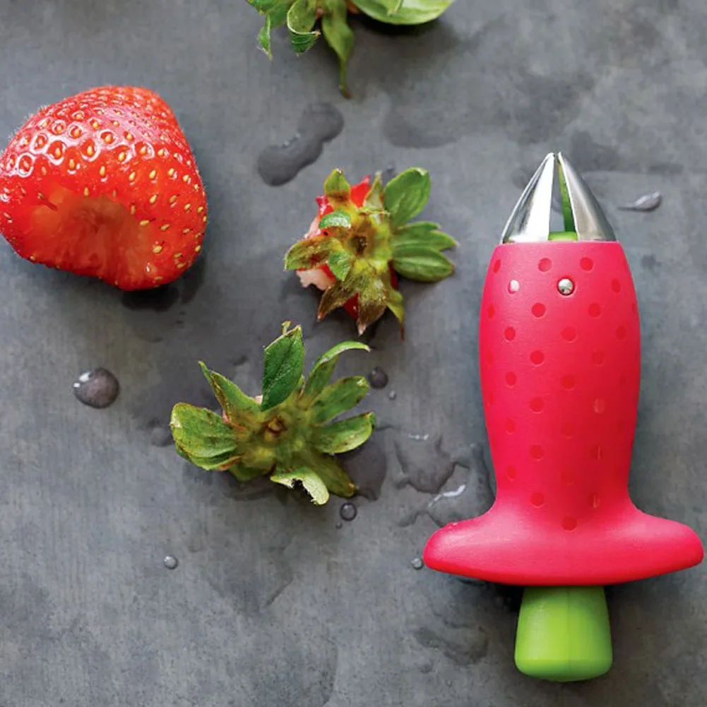 Cortador de fresas, cortador de fresas, descascarador de fresas, removedor de tallos de hojas de fruta, herramientas para insalada y pastel, accesorios de cocina - Imagen 3