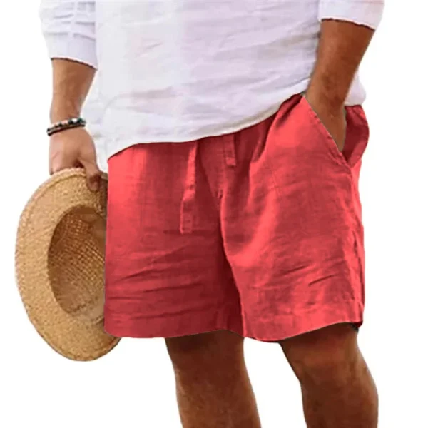 Pantalones cortos de lino para hombre, Shorts ligeros de algodón para gimnasio, playa, Fitness, deporte, transpirables, Verano - Imagen 7