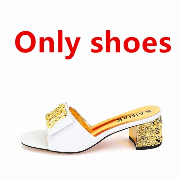 Zapatos italianos de alta calidad de lujo a la moda, traje de verano para mujer, zapatillas de talla grande 35 a 43, zapatos de tacón dorados y negros para fiesta de boda - Imagen 11