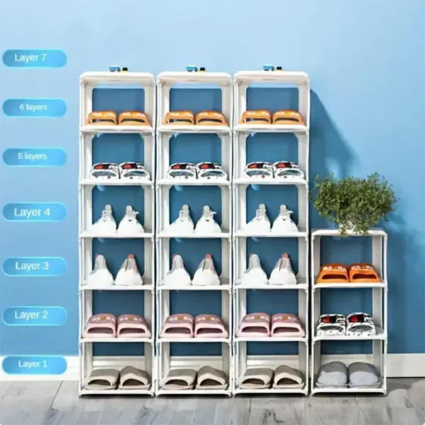 Zapatero multicapa, organizador de almacenamiento, muebles sencillos para el hogar, estante Vertical para zapatos, zapatillas, gabinetes para zapatos, vestíbulo fácil de montar - Imagen 3