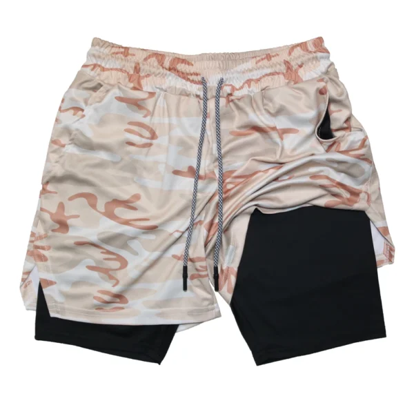 Pantalones cortos deportivos de doble capa para hombre, pantalones cortos deportivos 2 en 1 para entrenamiento de gimnasia, entrenamiento de secado rápido, trote, doble cubierta, verano - Imagen 8