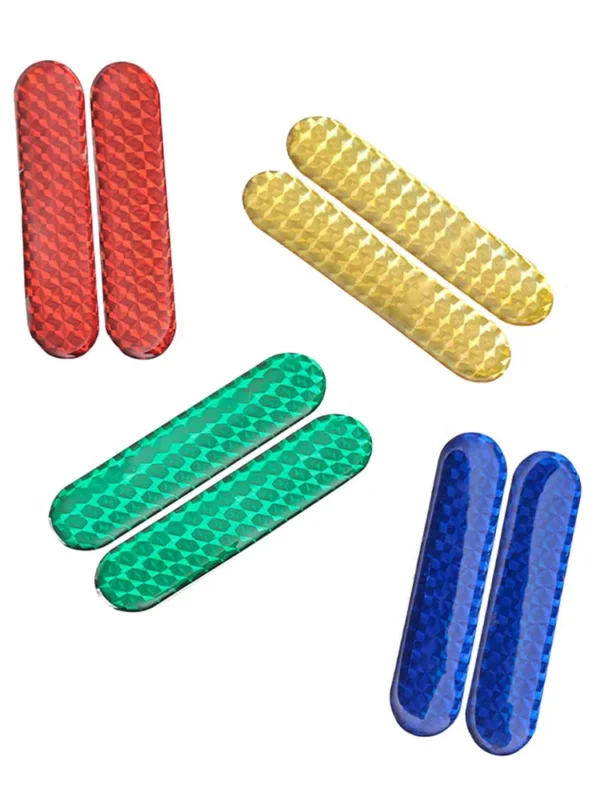 Pegatina reflectante para motocicleta y coche, tiras de cinta reflectante de advertencia, lámpara nocturna roja, verde, amarilla y azul, pegatinas de marca de alarma 2 uds - Imagen 5