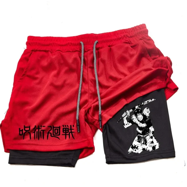 Pantalones cortos deportivos con estampado de Toji para hombre, Shorts deportivos informales de entrenamiento, malla para correr, 2 en 1 - Imagen 25