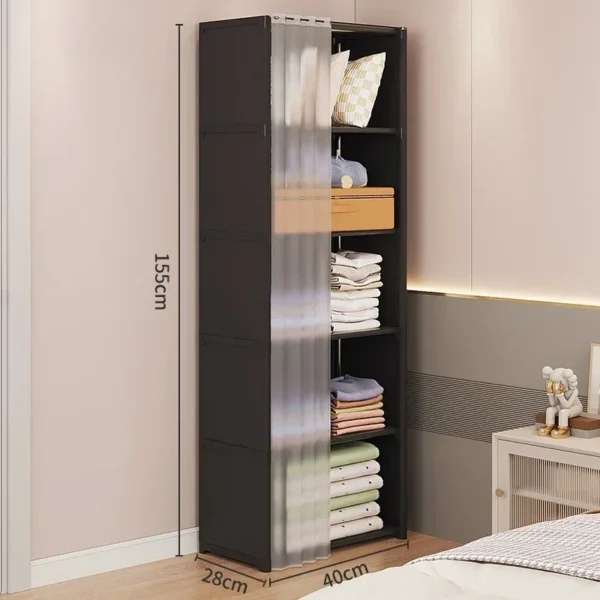 Armario a prueba de polvo, armario de almacenamiento multicapa con cortinas, muebles de dormitorio, armarios de gran capacidad, organizador de armario Simple - Imagen 11