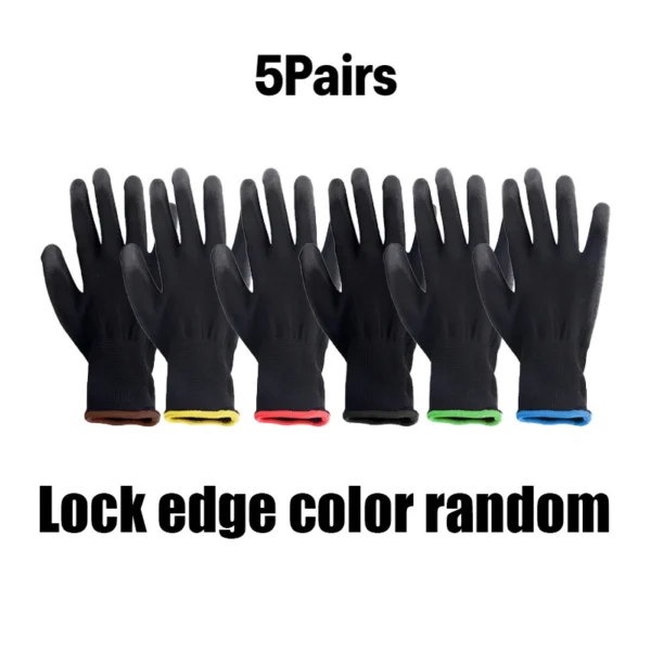 Guantes de trabajo recubiertos de PU negros, transpirables, antideslizantes, para maquinaria de fábrica, jardinería, carpintería, trabajo al aire libre, suministros de reparación de automóviles - Imagen 7