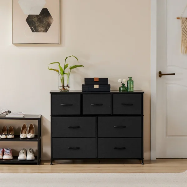 Desser para dormitorio con 7 cajones de tela, organizador, armario de almacenamiento, pecho, ropa para sala de estar, vitrina de muebles - Imagen 2