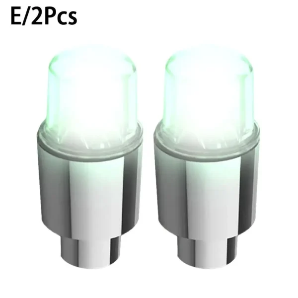 Luces LED de Flash para rueda de coche, tapas de válvula de boquilla de neumático, luminosa Lámpara decorativa de advertencia, accesorios para rueda de motocicleta y bicicleta, 2 piezas - Imagen 7