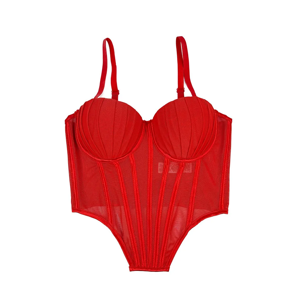 Corsé transparente de malla para mujer, vendaje de espina de pescado en la cintura, corsé tipo corpiño, Tops sexys, moda, nuevo, 2025 - Imagen 10