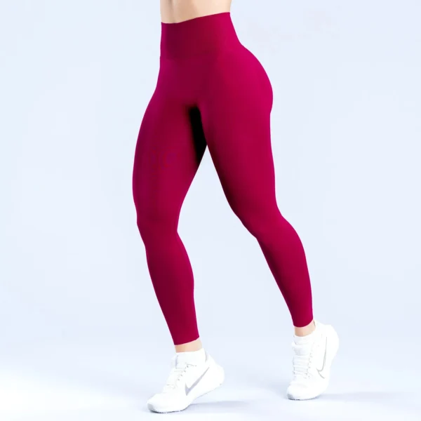 Pantalones de Yoga de cintura sólida sin costuras para mujer, pantalones deportivos ajustados sexis con cintura de tres secciones para levantamiento de cadera, pantalones de Yoga para ejercicio físico - Imagen 26