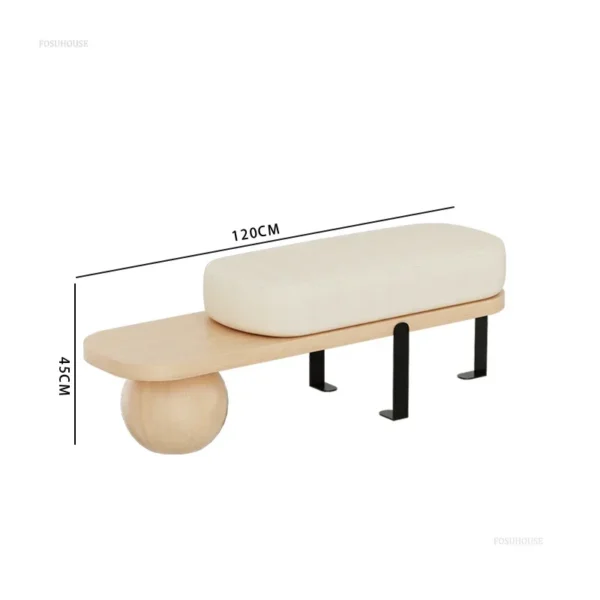 Otomanas creativas, Banco de madera maciza, muebles de sala de estar, puerta del hogar, taburete de cambio de zapatos, entrada, dormitorio, taburetes de cabecera, U - Imagen 16