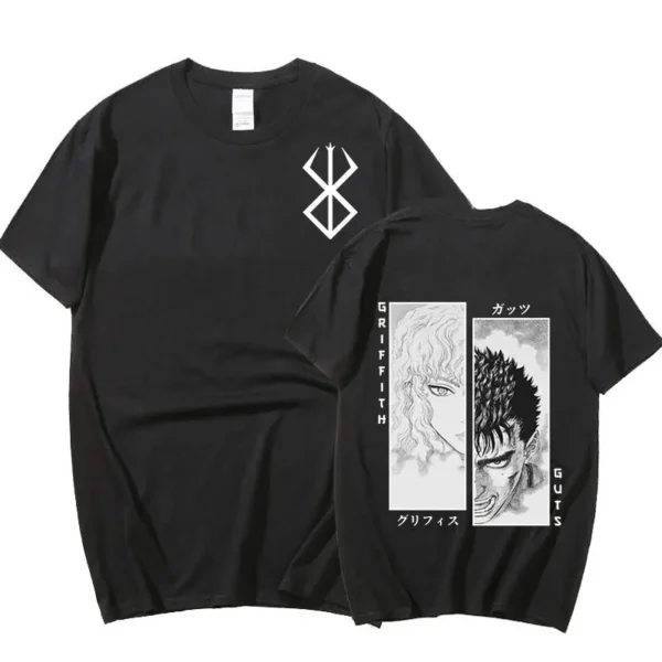 camiseta verano hombres mujeres algodón de gran tamaño Camiseta de manga corta Camiseta estampada Tops 2024 camiseta tendencia Fans ropa Anime Berserk - Imagen 5