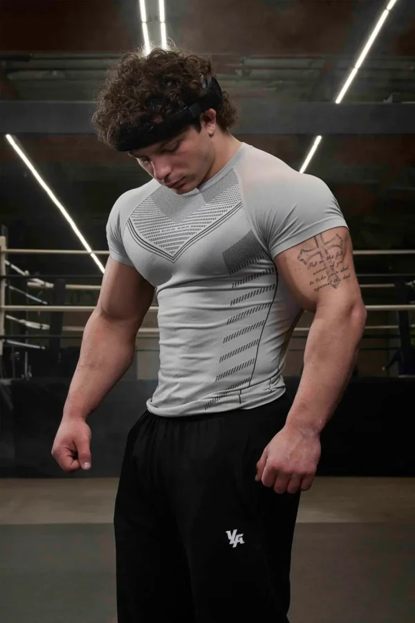 Camisetas para hombre, ropa deportiva para entrenamiento físico, medias elásticas transpirables de secado rápido, pantalones para correr, pantalón corto informal para exteriores, mangas - Imagen 5