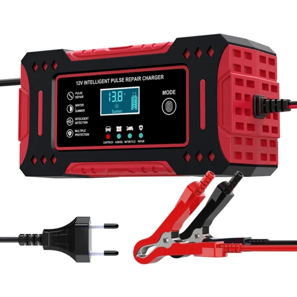 Cargador de batería de coche inteligente 6A 12V unidad de carga de batería de coche y motocicleta pantalla LCD de reparación de batería de plomo-ácido - Imagen 3