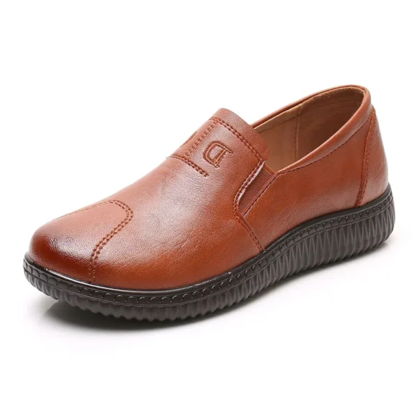 Zapatos de cuero para mamá para mujer, cómodos mocasines negros para primavera y verano, zapatos planos perezosos de suela blanda para madre y mujer - Imagen 7