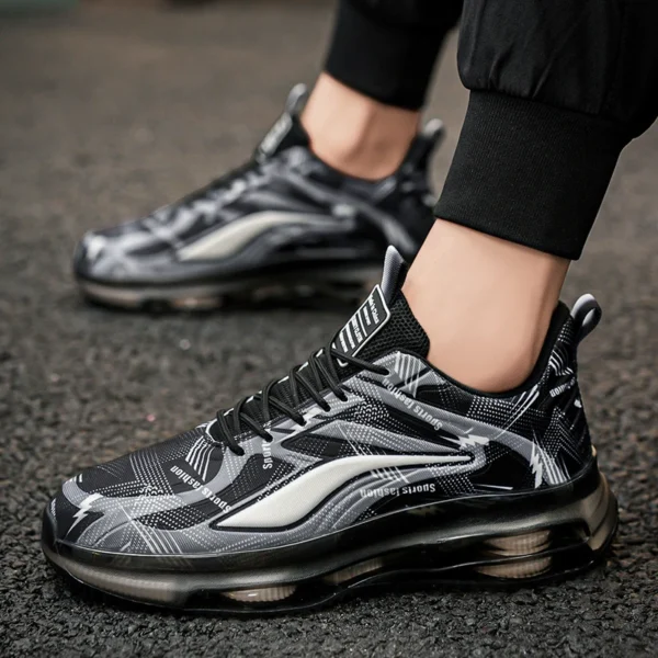 Zapatos Deportivos Casuales para Hombre - Zapatos para Correr con Cordones Ligeros de Malla tejida con Mosca Transpirable, Suela de Plataforma a Cuadros, Diseño bajo de Moda, Zapatos Deportivos Casuales |   Zapatillas con cordones |   Suelas cómodas - Imagen 6