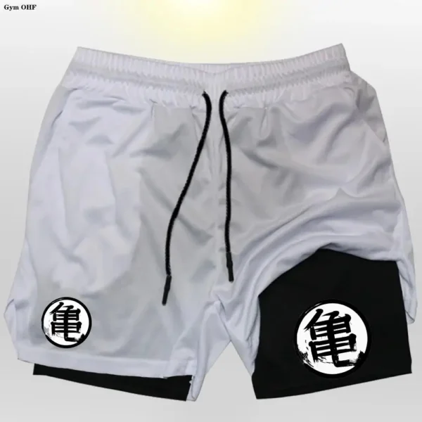 Pantalones cortos para correr hombres Fitness entrenamiento de gimnasia 2 en 1 pantalones cortos deportivos entrenamiento de secado rápido correr pantalones cortos de doble cubierta - Imagen 5