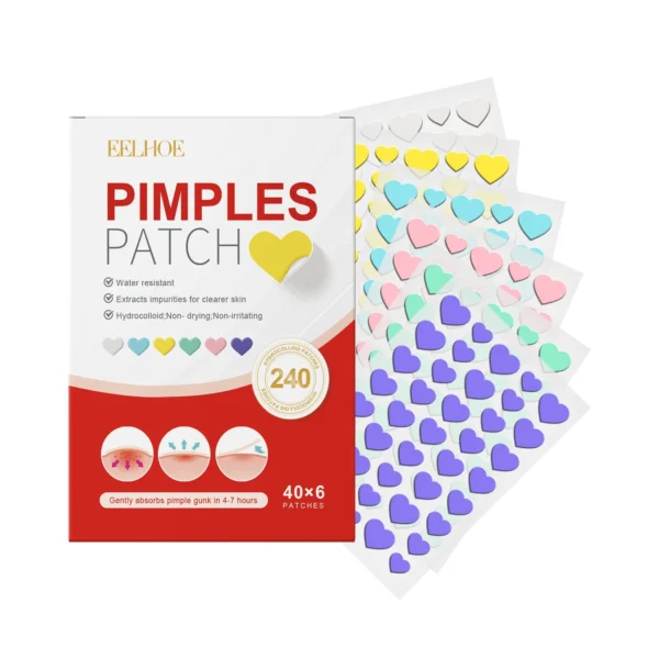 Parche para espinillas de alta gama, parches para acné en forma de corazón/estrella, parches de puntos para acné, hidrata para cubrir las imperfecciones y las imperfecciones 240 Uds. Nuevo - Imagen 7