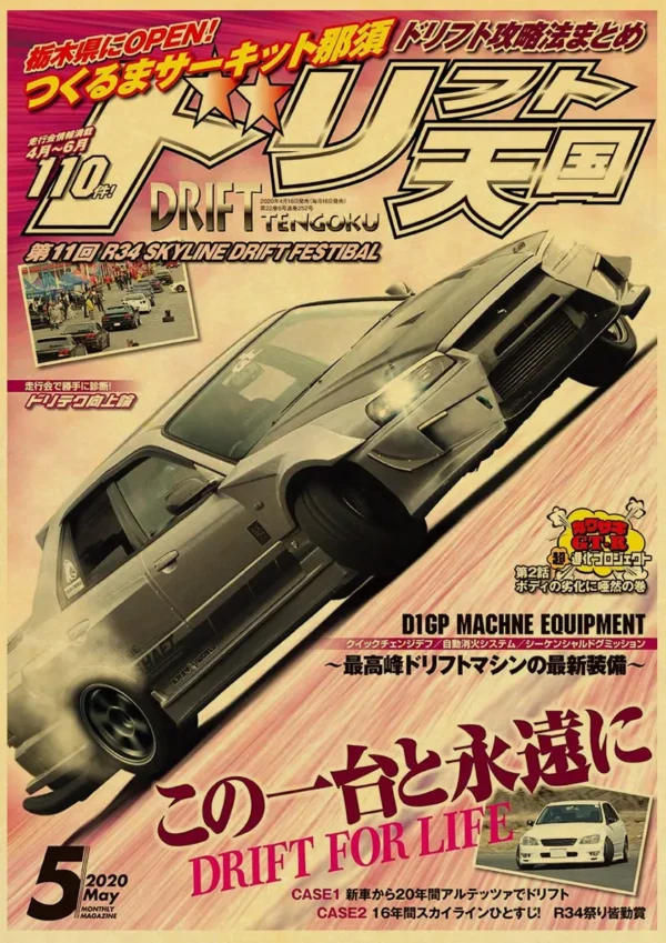 Carteles hogar sala de estar decoración pintura de pared sin marco JDM coche Japón retrofit carreras Retro 90s cartel pared tabla impresiones - Imagen 16