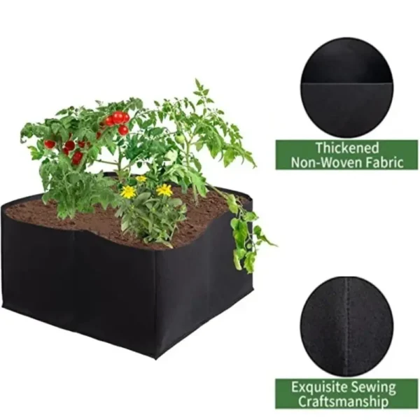 Bolsa para plantar jardín con asas, bolsa de cultivo de fieltro de varios tamaños, maceta rectangular para plantar vivero, vegetales, tomates y patatas - Imagen 5