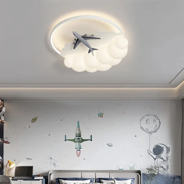 Lámpara de techo para habitación de niños, lámpara moderna para dormitorio con protección ocular, lámpara para habitación de avión juguetona y creativa para niño y niña - Imagen 4