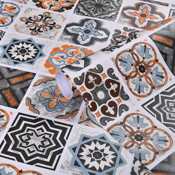Pegatina de suelo gruesa de 40cm, autoadhesiva de PVC, impermeable, pegatina de pared de azulejo de cerámica adecuada para baño, cocina, suelo, decoración del hogar - Imagen 9